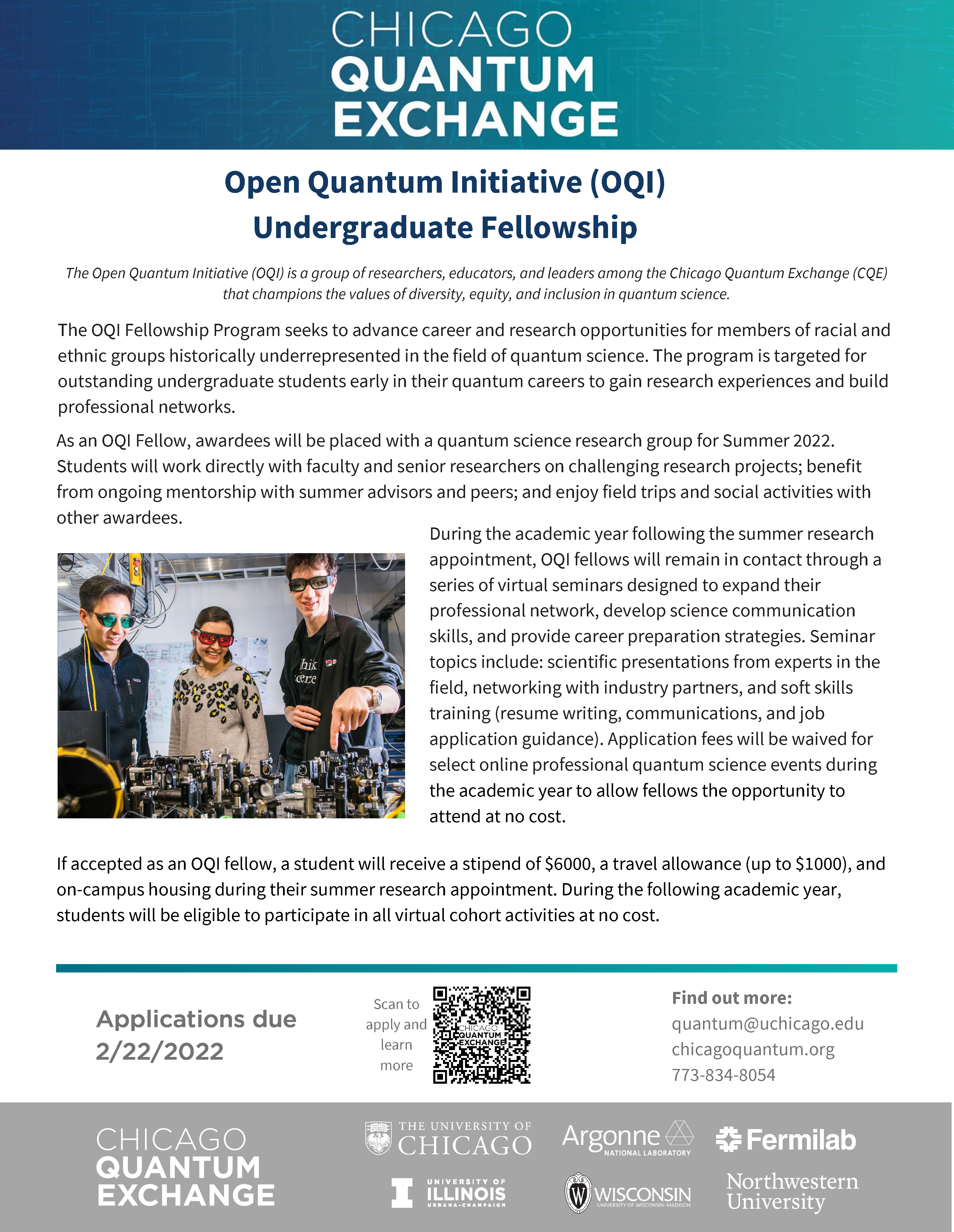 info sheet on the OQI fellowship. Text and other info can all be found at the links within the story