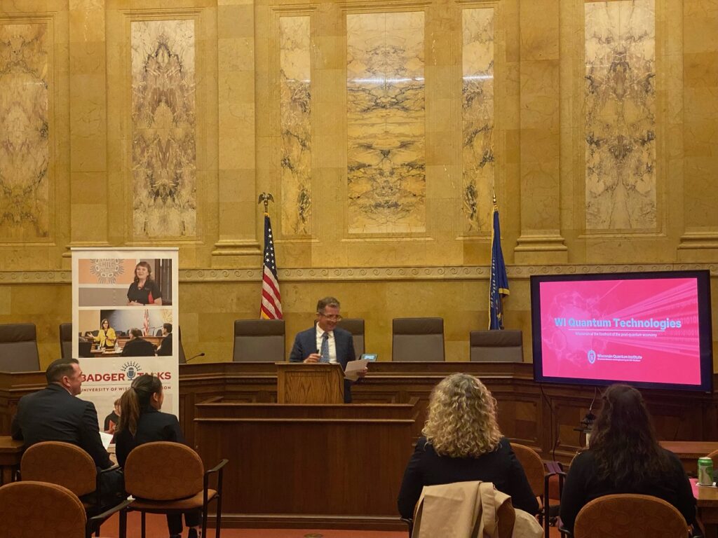 Photograph of Mark Eriksson speaking